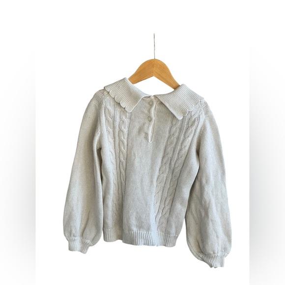 Janie And Jack Cable Knit Scallop Collar Sweater - Picture 15 of 16